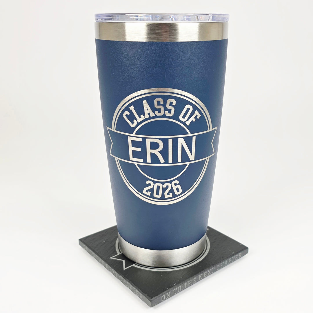 Class of 2026 graduation bundle - laser engraved coasters and tumbler by 3Blades Maker Lab