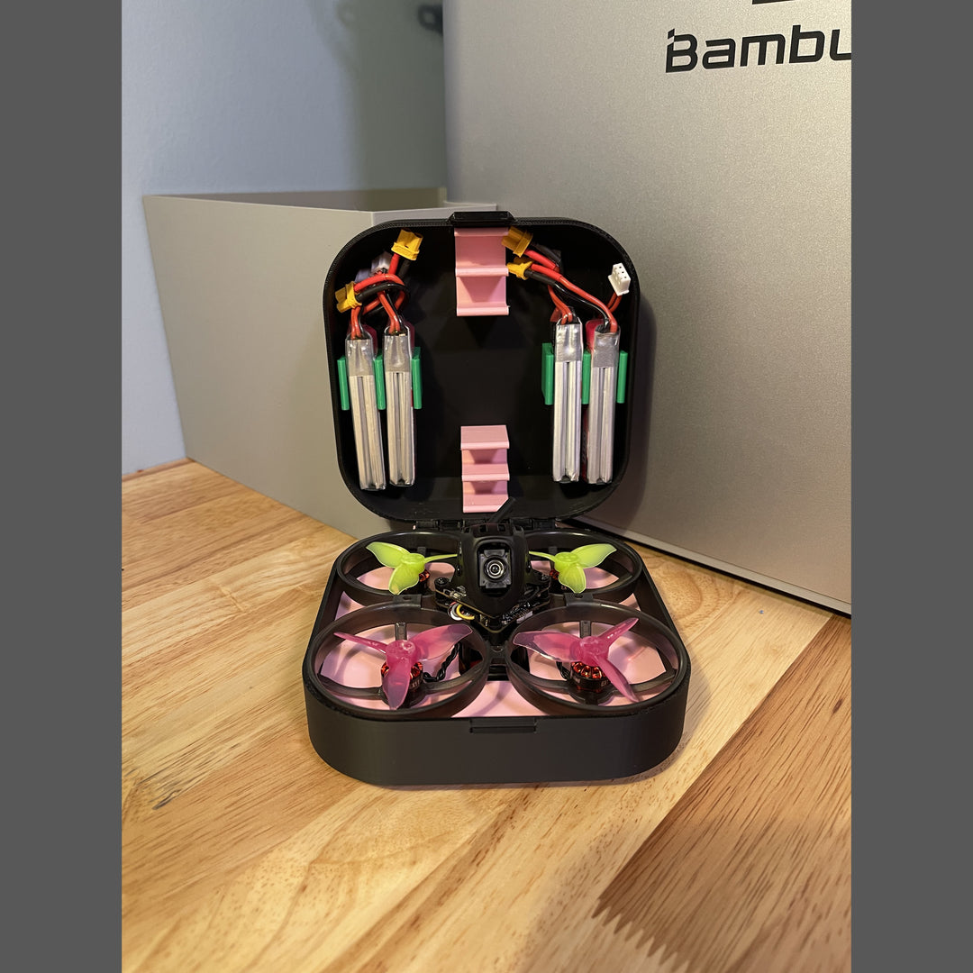 Happymodel Mobula 8 drone case open showing custom interior fit