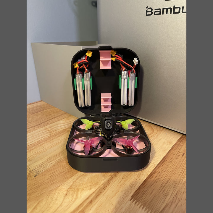 Happymodel Mobula 8 drone case open showing custom interior fit